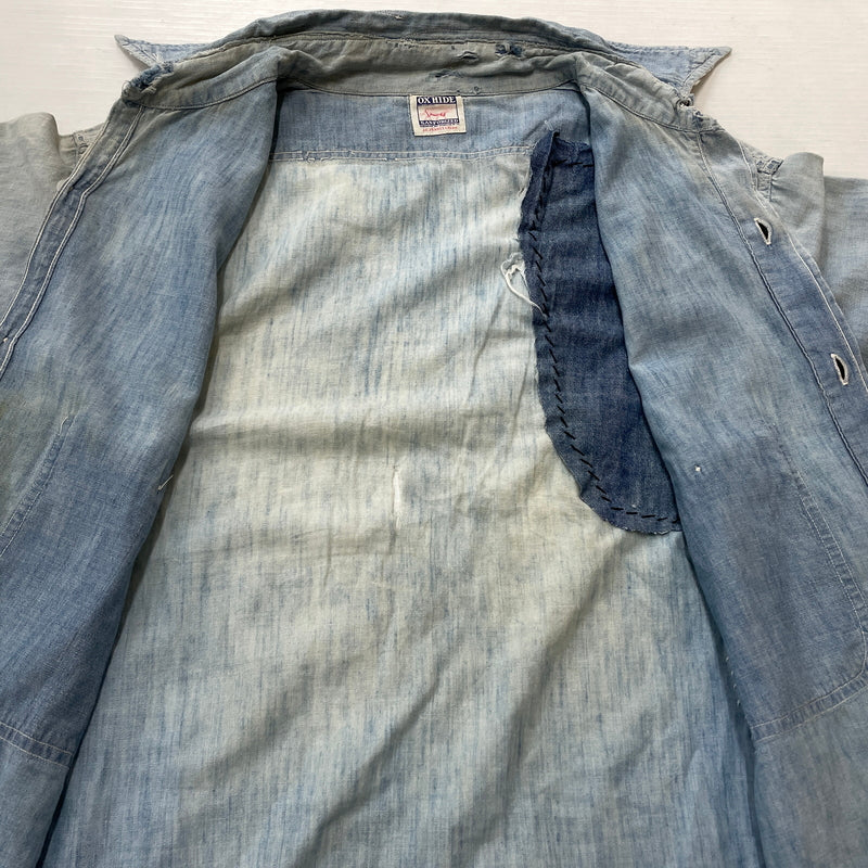 【現状渡し品】【メンズ】 OX HIDE オックスハイド JC PENNY ジェイシー ペニー 50’s VINTAGE 50年代 CHAMBRAY SHIRT ヴィンテージ シャンブレー シャツ 半袖 トップス 145-261004-sa-14-teih サイズ：不明 カラー：ブルー系 万代Net店