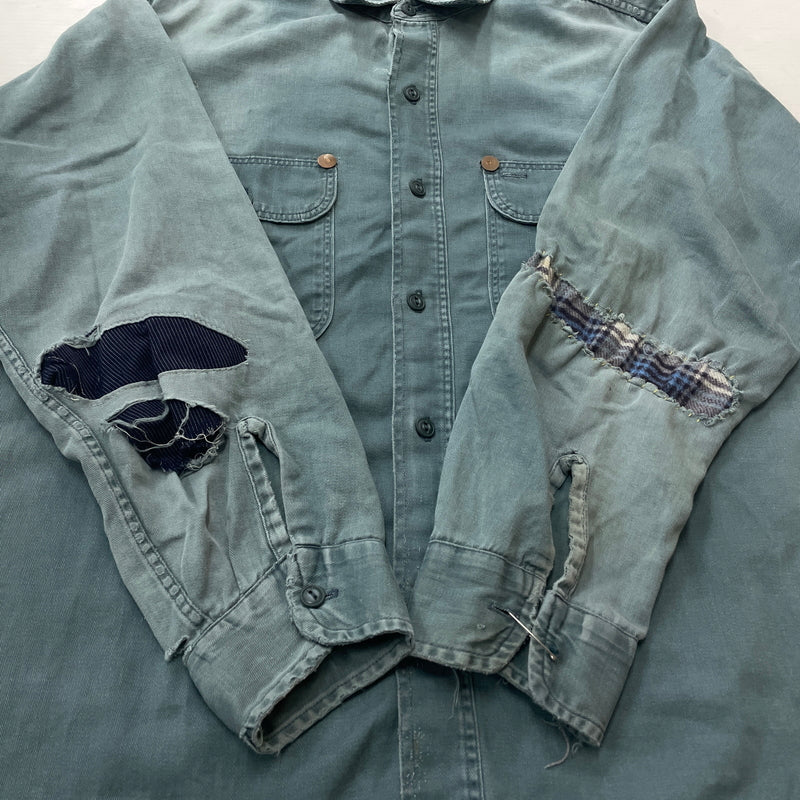 【現状渡し品】【メンズ】 OLD HICKORY オールド ヒッコリー 60’s VINTAGE WORK SHIRT 60年代 ヴィンテージ ワーク シャツ 長袖 トップス 145-261004-sa-16-teih サイズ：不明 カラー：グリーン系 万代Net店