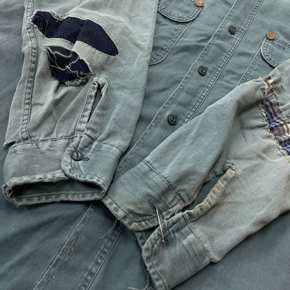 【現状渡し品】【メンズ】 OLD HICKORY オールド ヒッコリー 60’s VINTAGE WORK SHIRT 60年代 ヴィンテージ ワーク シャツ 長袖 トップス 145-261004-sa-16-teih サイズ：不明 カラー：グリーン系 万代Net店