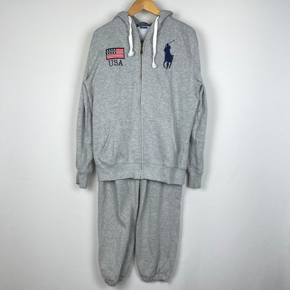 【中古品】【メンズ】 POLO RALPH LAUREN ポロ ラルフローレン USA BIG PONY SWEAT SET UP ユーエスエー ビッグ ポニー スウェット セットアップ 147-261004-sa-01-teih サイズ：XL カラー：グレー 万代Net店