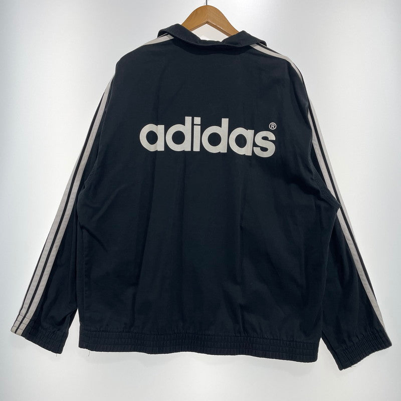 【中古品】【メンズ】 ADIDAS アディダス 80～90's SKIPPER-COLLAR PULLOVER JACKET VINTAGE 80～90年代 スキッパーカラー プルオーバー ジャケット ライトアウター デサント製 ヴィンテージ 148-261005-yo-07-teih サイズ：O-XO カラー：ブラック 万代Net店
