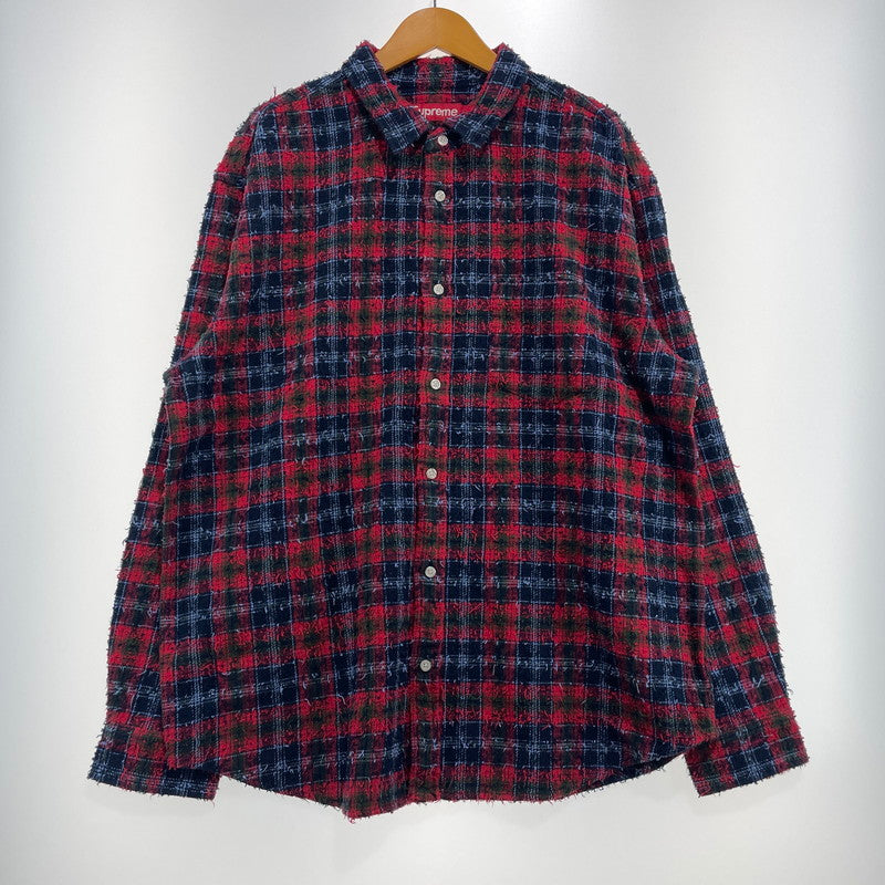 【中古品】【メンズ】 Supreme シュプリーム 26AW FRAYED TEXTURED PLAID SHIRT フレイド テクスチャード プレイド シャツ 長袖 トップス 149-261014-yo-12-teih サイズ：XL カラー：レッド 万代Net店