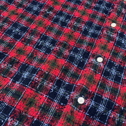 【中古品】【メンズ】 Supreme シュプリーム 26AW FRAYED TEXTURED PLAID SHIRT フレイド テクスチャード プレイド シャツ 長袖 トップス 149-261014-yo-12-teih サイズ：XL カラー：レッド 万代Net店