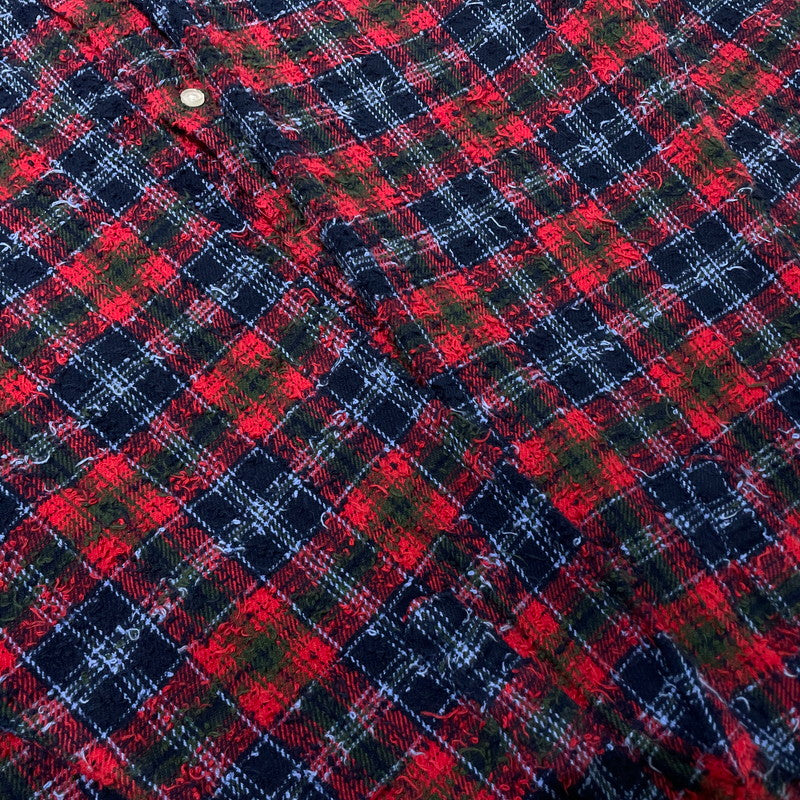 【中古品】【メンズ】 Supreme シュプリーム 26AW FRAYED TEXTURED PLAID SHIRT フレイド テクスチャード プレイド シャツ 長袖 トップス 149-261014-yo-12-teih サイズ：XL カラー：レッド 万代Net店