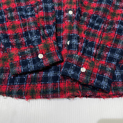 【中古品】【メンズ】 Supreme シュプリーム 26AW FRAYED TEXTURED PLAID SHIRT フレイド テクスチャード プレイド シャツ 長袖 トップス 149-261014-yo-12-teih サイズ：XL カラー：レッド 万代Net店