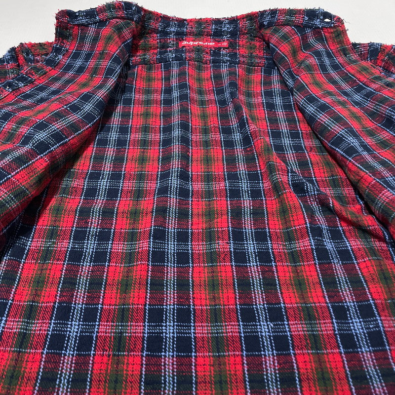 【中古品】【メンズ】 Supreme シュプリーム 26AW FRAYED TEXTURED PLAID SHIRT フレイド テクスチャード プレイド シャツ 長袖 トップス 149-261014-yo-12-teih サイズ：XL カラー：レッド 万代Net店
