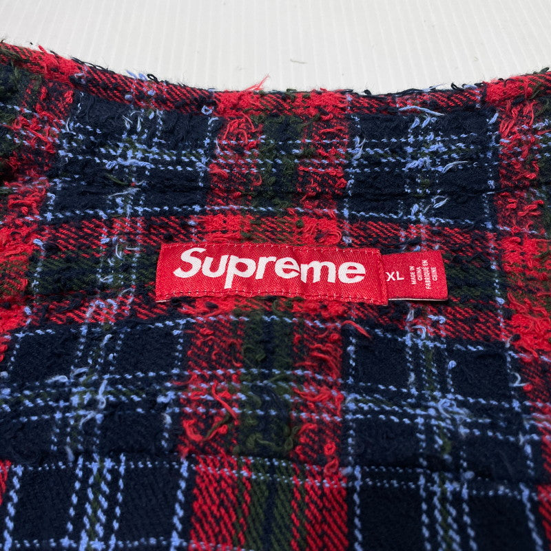 【中古品】【メンズ】 Supreme シュプリーム 26AW FRAYED TEXTURED PLAID SHIRT フレイド テクスチャード プレイド シャツ 長袖 トップス 149-261014-yo-12-teih サイズ：XL カラー：レッド 万代Net店