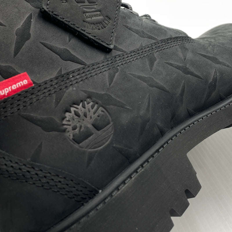 【中古品】【メンズ】 SUPREME シュプリーム × TIMBERLAND ティンバーランド 別注コラボ DIAMOND PLATE 6INCH PREMIUM WATERPROOF BOOT ダイヤモンド プレート 6インチ ウォータープルーフ ブーツ 靴 164-261007-sa-07-teih サイズ：27cm カラー：ブラック 万代Net店