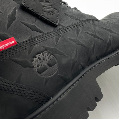 【中古品】【メンズ】 SUPREME シュプリーム × TIMBERLAND ティンバーランド 別注コラボ DIAMOND PLATE 6INCH PREMIUM WATERPROOF BOOT ダイヤモンド プレート 6インチ ウォータープルーフ ブーツ 靴 164-261007-sa-07-teih サイズ：27cm カラー：ブラック 万代Net店
