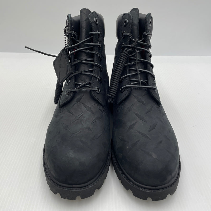 【中古品】【メンズ】 SUPREME シュプリーム × TIMBERLAND ティンバーランド 別注コラボ DIAMOND PLATE 6INCH PREMIUM WATERPROOF BOOT ダイヤモンド プレート 6インチ ウォータープルーフ ブーツ 靴 164-261007-sa-07-teih サイズ：27cm カラー：ブラック 万代Net店