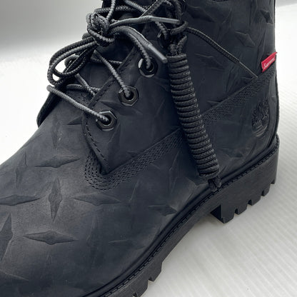 【中古品】【メンズ】 SUPREME シュプリーム × TIMBERLAND ティンバーランド 別注コラボ DIAMOND PLATE 6INCH PREMIUM WATERPROOF BOOT ダイヤモンド プレート 6インチ ウォータープルーフ ブーツ 靴 164-261007-sa-07-teih サイズ：27cm カラー：ブラック 万代Net店