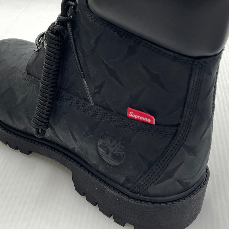 【中古品】【メンズ】 SUPREME シュプリーム × TIMBERLAND ティンバーランド 別注コラボ DIAMOND PLATE 6INCH PREMIUM WATERPROOF BOOT ダイヤモンド プレート 6インチ ウォータープルーフ ブーツ 靴 164-261007-sa-07-teih サイズ：27cm カラー：ブラック 万代Net店