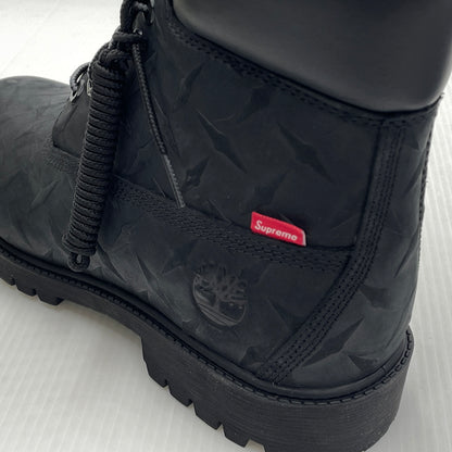 【中古品】【メンズ】 SUPREME シュプリーム × TIMBERLAND ティンバーランド 別注コラボ DIAMOND PLATE 6INCH PREMIUM WATERPROOF BOOT ダイヤモンド プレート 6インチ ウォータープルーフ ブーツ 靴 164-261007-sa-07-teih サイズ：27cm カラー：ブラック 万代Net店