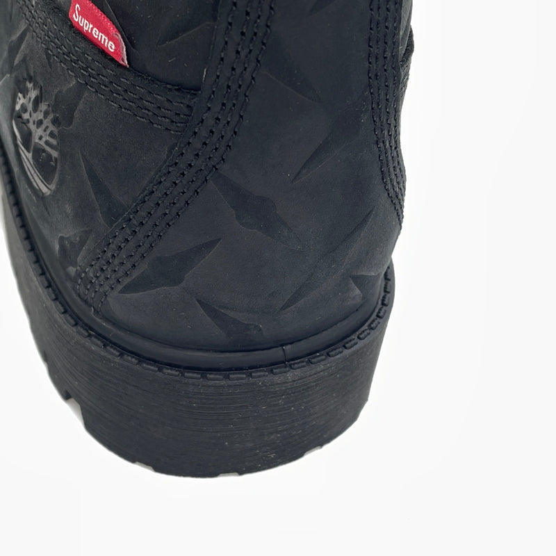 【中古品】【メンズ】 SUPREME シュプリーム × TIMBERLAND ティンバーランド 別注コラボ DIAMOND PLATE 6INCH PREMIUM WATERPROOF BOOT ダイヤモンド プレート 6インチ ウォータープルーフ ブーツ 靴 164-261007-sa-07-teih サイズ：27cm カラー：ブラック 万代Net店