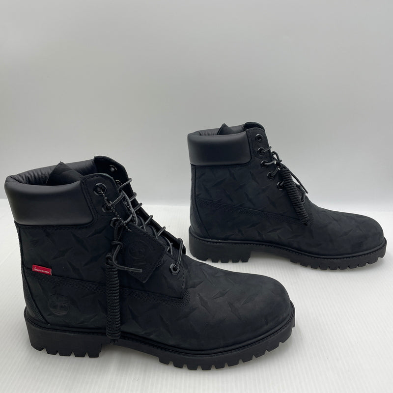 【中古品】【メンズ】 SUPREME シュプリーム × TIMBERLAND ティンバーランド 別注コラボ DIAMOND PLATE 6INCH PREMIUM WATERPROOF BOOT ダイヤモンド プレート 6インチ ウォータープルーフ ブーツ 靴 164-261007-sa-07-teih サイズ：27cm カラー：ブラック 万代Net店