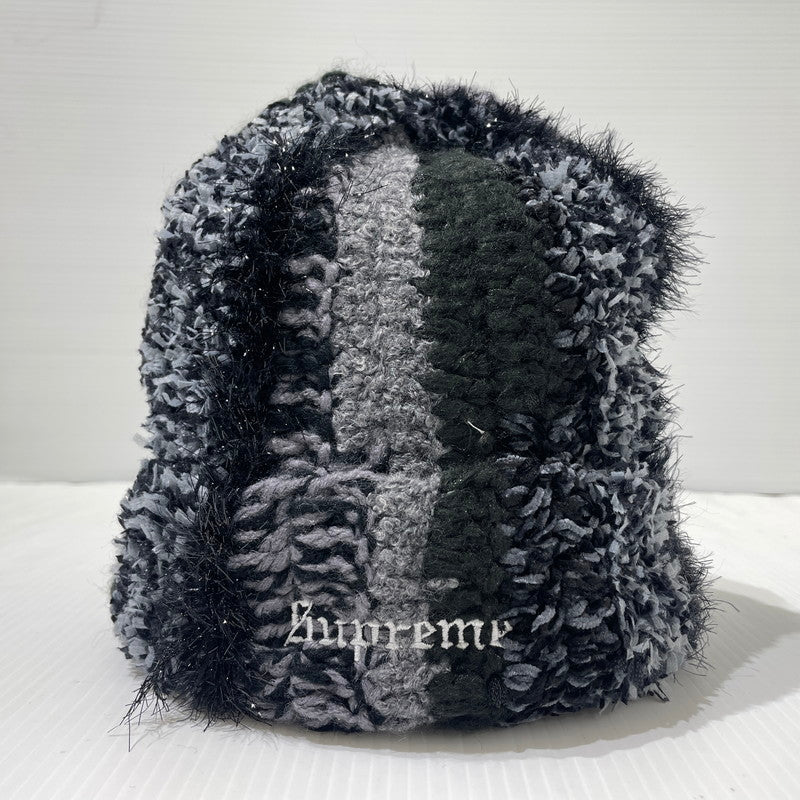 【中古品】【メンズ】 Supreme シュプリーム 25FW TINSEL STRIPE BEANIE ”BLACK” ティンセル ストライプ ビーニー ニット帽 帽子 185-261014-yo-01-teih サイズ：ONE SIZE(58CM) カラー：ブラック 万代Net店