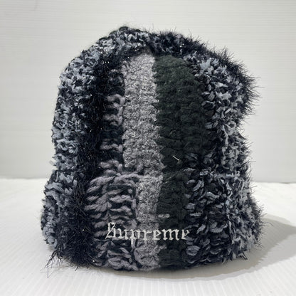 【中古品】【メンズ】 Supreme シュプリーム 25FW TINSEL STRIPE BEANIE ”BLACK” ティンセル ストライプ ビーニー ニット帽 帽子 185-261014-yo-01-teih サイズ：ONE SIZE(58CM) カラー：ブラック 万代Net店