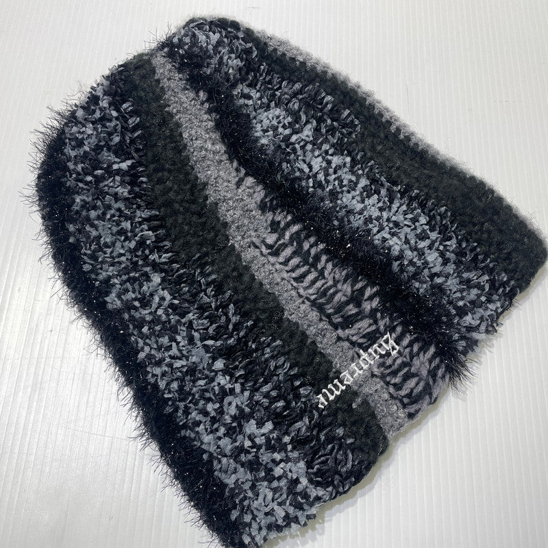 【中古品】【メンズ】 Supreme シュプリーム 25FW TINSEL STRIPE BEANIE ”BLACK” ティンセル ストライプ ビーニー ニット帽 帽子 185-261014-yo-01-teih サイズ：ONE SIZE(58CM) カラー：ブラック 万代Net店