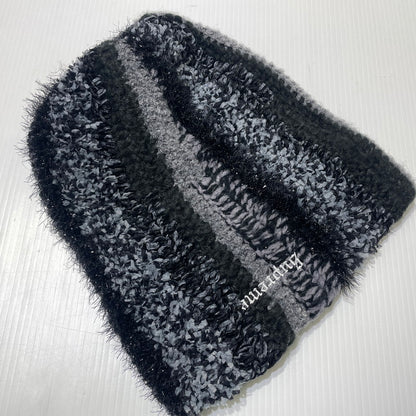 【中古品】【メンズ】 Supreme シュプリーム 25FW TINSEL STRIPE BEANIE ”BLACK” ティンセル ストライプ ビーニー ニット帽 帽子 185-261014-yo-01-teih サイズ：ONE SIZE(58CM) カラー：ブラック 万代Net店