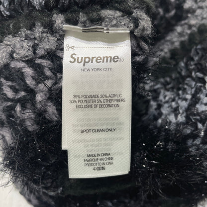 【中古品】【メンズ】 Supreme シュプリーム 25FW TINSEL STRIPE BEANIE ”BLACK” ティンセル ストライプ ビーニー ニット帽 帽子 185-261014-yo-01-teih サイズ：ONE SIZE(58CM) カラー：ブラック 万代Net店