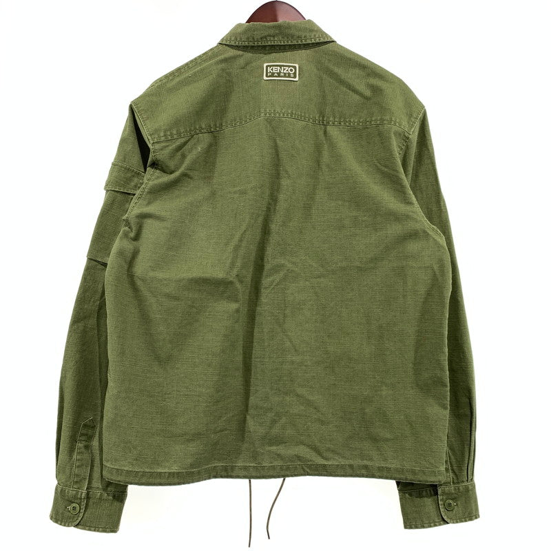 【中古品】【メンズ】 KENZO ケンゾー POCKET MILITARY OVER SHIRT FF55CH5339GD ポケット ミリタリー オーバーシャツ ライトアウター ワークジャケット 141-261006-ko-15-teih サイズ：M カラー：カーキ系 万代Net店