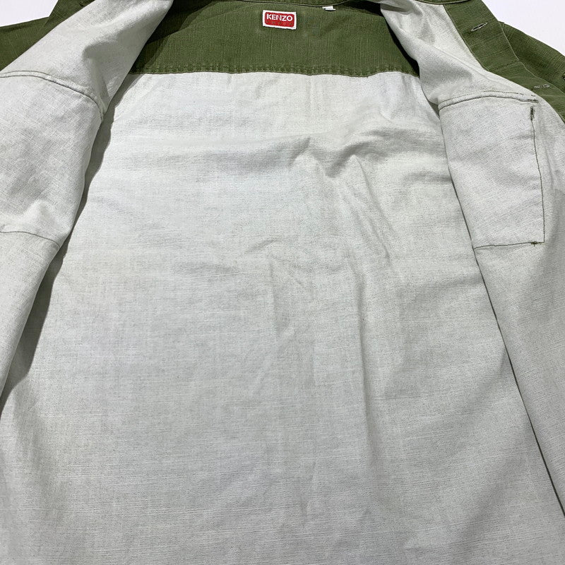 【中古品】【メンズ】 KENZO ケンゾー POCKET MILITARY OVER SHIRT FF55CH5339GD ポケット ミリタリー オーバーシャツ ライトアウター ワークジャケット 141-261006-ko-15-teih サイズ：M カラー：カーキ系 万代Net店