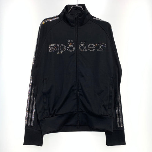 【中古品】【メンズ】 ADIDAS アディダス × SP5DER スパイダー 別注 コラボ RHINESTONE TRACK JACKET KQ8320 ラインストーン トラックジャケット ライトアウター ジャージ 142-261006-ko-07-teih サイズ：XL カラー：ブラック 万代Net店