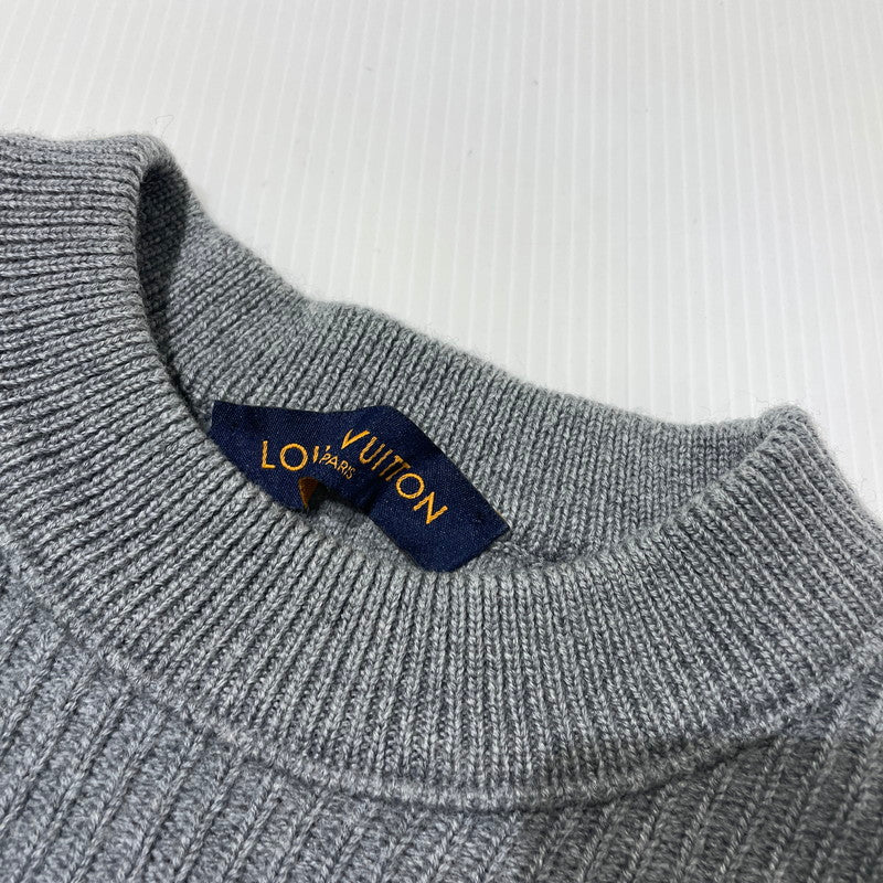【中古品】【メンズ】 LOUIS VUITTON ルイ・ヴィトン 19AW WORLD LOGO JACQUARD KNIT RM192 OZJ HHN89W ワールドロゴ ジャガード ニット 長袖 トップス セーター 179-261014-yo-25-teih サイズ：L カラー：グレー 万代Net店