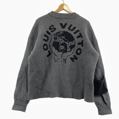 【中古品】【メンズ】 LOUIS VUITTON ルイ・ヴィトン 19AW WORLD LOGO JACQUARD KNIT RM192 OZJ HHN89W ワールドロゴ ジャガード ニット 長袖 トップス セーター 179-261014-yo-25-teih サイズ：L カラー：グレー 万代Net店