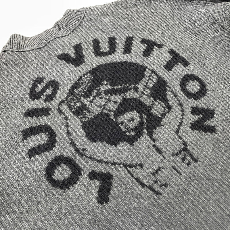【中古品】【メンズ】 LOUIS VUITTON ルイ・ヴィトン 19AW WORLD LOGO JACQUARD KNIT RM192 OZJ HHN89W ワールドロゴ ジャガード ニット 長袖 トップス セーター 179-261014-yo-25-teih サイズ：L カラー：グレー 万代Net店