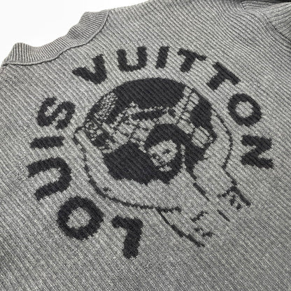 【中古品】【メンズ】 LOUIS VUITTON ルイ・ヴィトン 19AW WORLD LOGO JACQUARD KNIT RM192 OZJ HHN89W ワールドロゴ ジャガード ニット 長袖 トップス セーター 179-261014-yo-25-teih サイズ：L カラー：グレー 万代Net店