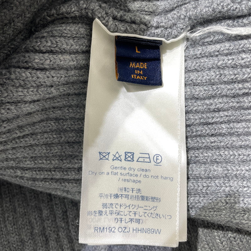 【中古品】【メンズ】 LOUIS VUITTON ルイ・ヴィトン 19AW WORLD LOGO JACQUARD KNIT RM192 OZJ HHN89W ワールドロゴ ジャガード ニット 長袖 トップス セーター 179-261014-yo-25-teih サイズ：L カラー：グレー 万代Net店