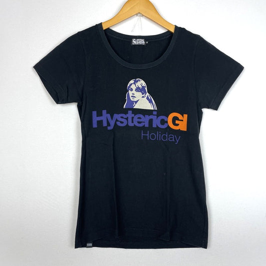 【中古品】【レディース】 HYSTERIC GLAMOUR ヒステリックグラマー GIRL PRINT HOLIDAY TSHIRT 01172CT18 ガール プリント ホリデー Tシャツ 半袖 トップス 140-261006-yo-14-teih サイズ：S カラー：ブラック 万代Net店