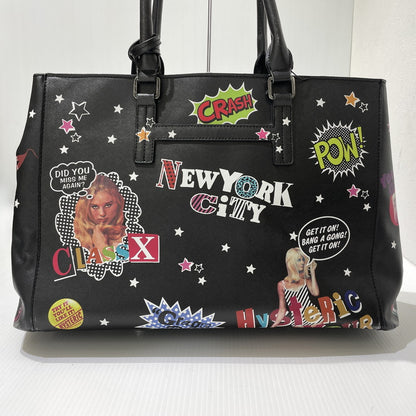 【中古品】【レディース】 HYSTERIC GLAMOUR ヒステリックグラマー STICKER REVERSIBLE TOTE BAG ステッカー柄 リバーシブル トートバッグ カバン 188-261009-yo-06-teih カラー：ブラック 万代Net店