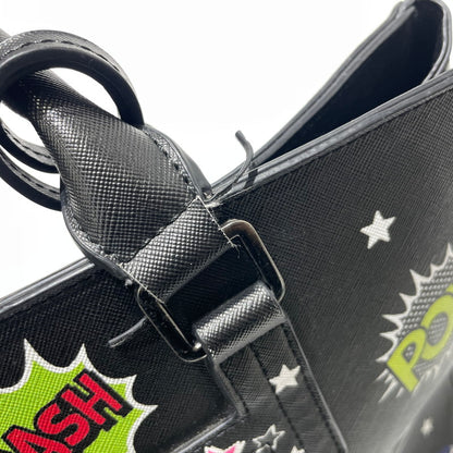 【中古品】【レディース】 HYSTERIC GLAMOUR ヒステリックグラマー STICKER REVERSIBLE TOTE BAG ステッカー柄 リバーシブル トートバッグ カバン 188-261009-yo-06-teih カラー：ブラック 万代Net店