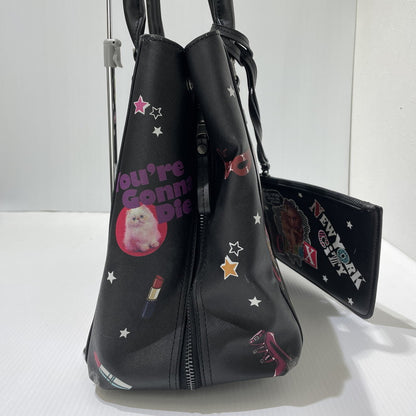 【中古品】【レディース】 HYSTERIC GLAMOUR ヒステリックグラマー STICKER REVERSIBLE TOTE BAG ステッカー柄 リバーシブル トートバッグ カバン 188-261009-yo-06-teih カラー：ブラック 万代Net店
