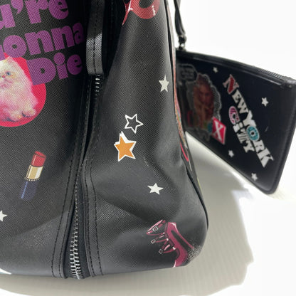 【中古品】【レディース】 HYSTERIC GLAMOUR ヒステリックグラマー STICKER REVERSIBLE TOTE BAG ステッカー柄 リバーシブル トートバッグ カバン 188-261009-yo-06-teih カラー：ブラック 万代Net店