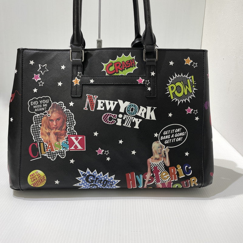 【中古品】【レディース】 HYSTERIC GLAMOUR ヒステリックグラマー STICKER REVERSIBLE TOTE BAG ステッカー柄 リバーシブル トートバッグ カバン 188-261009-yo-06-teih カラー：ブラック 万代Net店