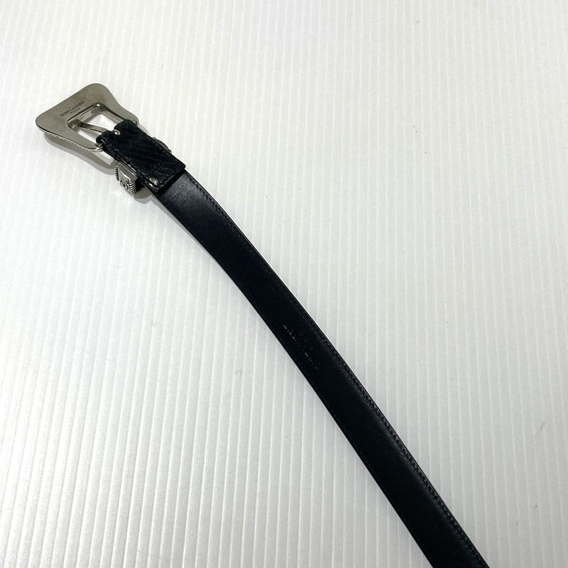 【中古品】【メンズ】 SAINT LAURENT サンローラン WESTERN NARROW BELT GRZ346571-85-0615 ウエスタン ナロー ベルト 服飾雑貨 205-261009-yo-01-teih サイズ：85cm カラー：ブラック 万代Net店