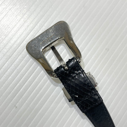 【中古品】【メンズ】 SAINT LAURENT サンローラン WESTERN NARROW BELT GRZ346571-85-0615 ウエスタン ナロー ベルト 服飾雑貨 205-261009-yo-01-teih サイズ：85cm カラー：ブラック 万代Net店