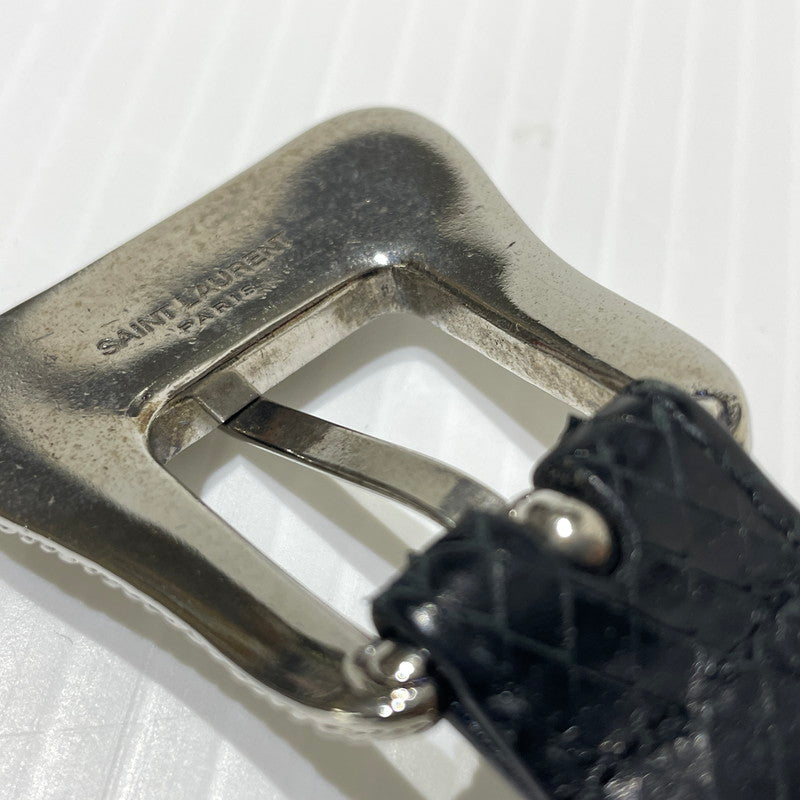 【中古品】【メンズ】 SAINT LAURENT サンローラン WESTERN NARROW BELT GRZ346571-85-0615 ウエスタン ナロー ベルト 服飾雑貨 205-261009-yo-01-teih サイズ：85cm カラー：ブラック 万代Net店