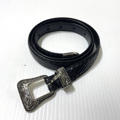 【中古品】【メンズ】 SAINT LAURENT サンローラン WESTERN NARROW BELT GRZ346571-85-0615 ウエスタン ナロー ベルト 服飾雑貨 205-261009-yo-01-teih サイズ：85cm カラー：ブラック 万代Net店