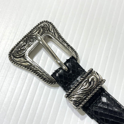 【中古品】【メンズ】 SAINT LAURENT サンローラン WESTERN NARROW BELT GRZ346571-85-0615 ウエスタン ナロー ベルト 服飾雑貨 205-261009-yo-01-teih サイズ：85cm カラー：ブラック 万代Net店