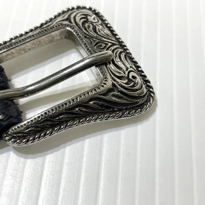 【中古品】【メンズ】 SAINT LAURENT サンローラン WESTERN NARROW BELT GRZ346571-85-0615 ウエスタン ナロー ベルト 服飾雑貨 205-261009-yo-01-teih サイズ：85cm カラー：ブラック 万代Net店