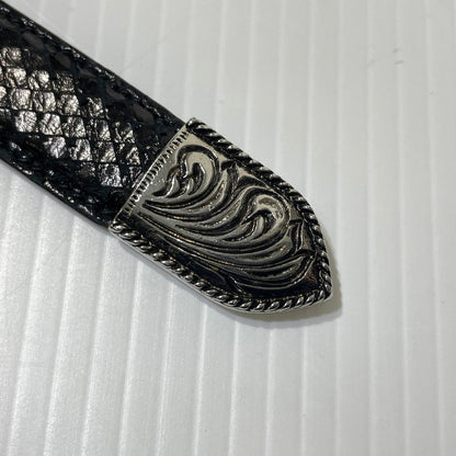 【中古品】【メンズ】 SAINT LAURENT サンローラン WESTERN NARROW BELT GRZ346571-85-0615 ウエスタン ナロー ベルト 服飾雑貨 205-261009-yo-01-teih サイズ：85cm カラー：ブラック 万代Net店
