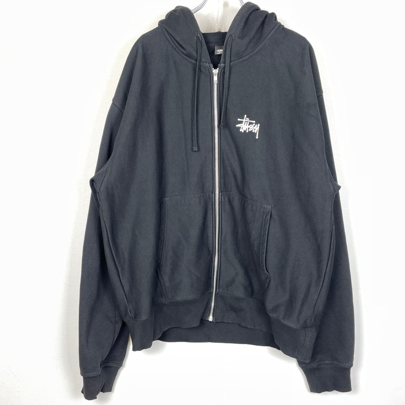 【中古品】【メンズ】 STUSSY ステューシー LOGO ZIPUP PARKA 1974870 ロゴ ジップアップ パーカー フルジップパーカー 長袖 トップス 142-261007-sa-18-teih サイズ：XL カラー：ブラック 万代Net店