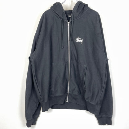 【中古品】【メンズ】 STUSSY ステューシー LOGO ZIPUP PARKA 1974870 ロゴ ジップアップ パーカー フルジップパーカー 長袖 トップス 142-261007-sa-18-teih サイズ：XL カラー：ブラック 万代Net店