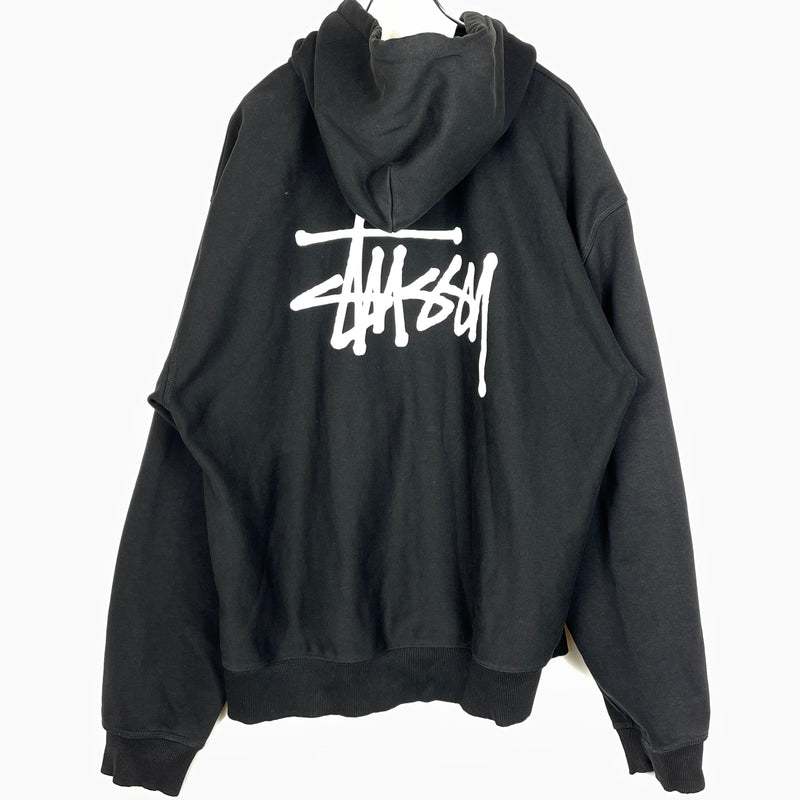 【中古品】【メンズ】 STUSSY ステューシー LOGO ZIPUP PARKA 1974870 ロゴ ジップアップ パーカー フルジップパーカー 長袖 トップス 142-261007-sa-18-teih サイズ：XL カラー：ブラック 万代Net店