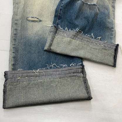 【現状渡し品】【メンズ】 MNML ミニマル DISTRESSED BUGGY DENIM PANTS 03-5824-1775 ダメージ加工 バギー デニム パンツ ボトムス ジーンズ 153-261007-sa-25-teih サイズ：32 カラー：インディゴ 万代Net店