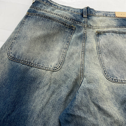 【現状渡し品】【メンズ】 MNML ミニマル DISTRESSED BUGGY DENIM PANTS 03-5824-1775 ダメージ加工 バギー デニム パンツ ボトムス ジーンズ 153-261007-sa-25-teih サイズ：32 カラー：インディゴ 万代Net店